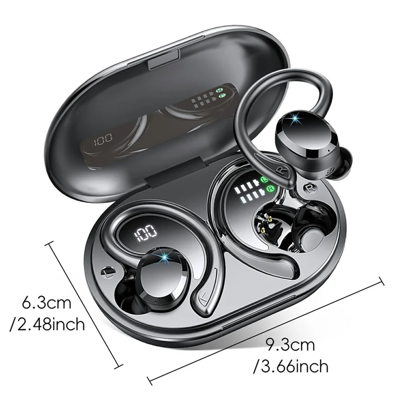 Q38 1 Pair Ear-Hook In-Ear Earphones Noise Cancelling Stereo Headphones Wireless Earbuds - Blue