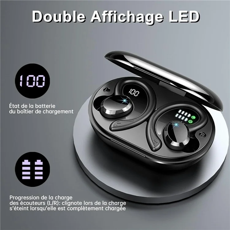 Q38 1 Pair Ear-Hook In-Ear Earphones Noise Cancelling Stereo Headphones Wireless Earbuds - Pink