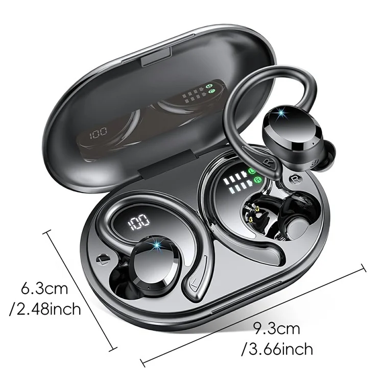 Q38 1 Pair Ear-Hook In-Ear Earphones Noise Cancelling Stereo Headphones Wireless Earbuds - Pink