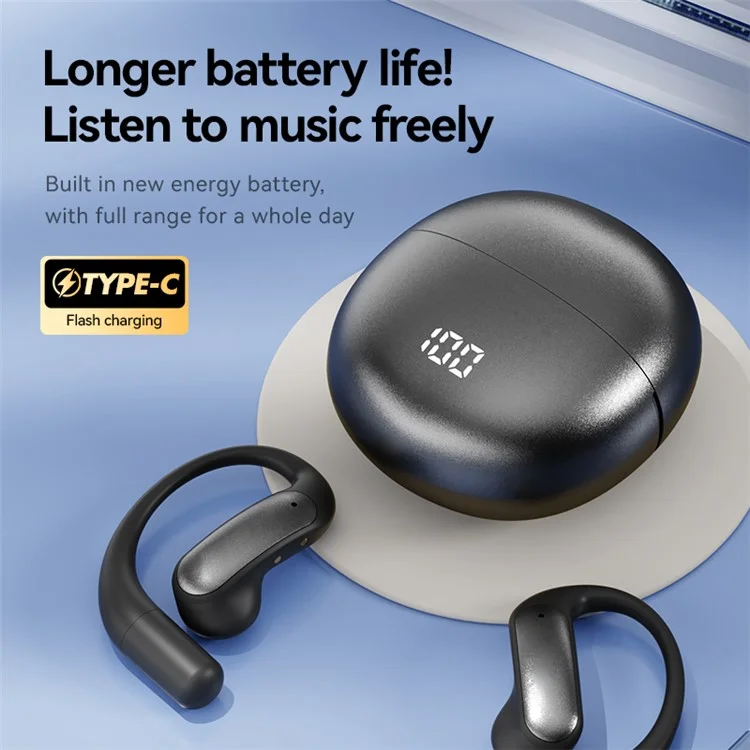 M118 Wireless Earphones Bluetooth-Compatible Waterproof Sports Ear Hook Headset - Black