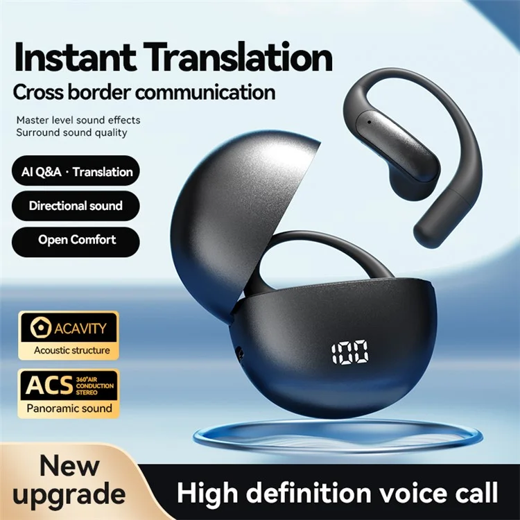 M118 Wireless Earphones Bluetooth-Compatible Waterproof Sports Ear Hook Headset - Black