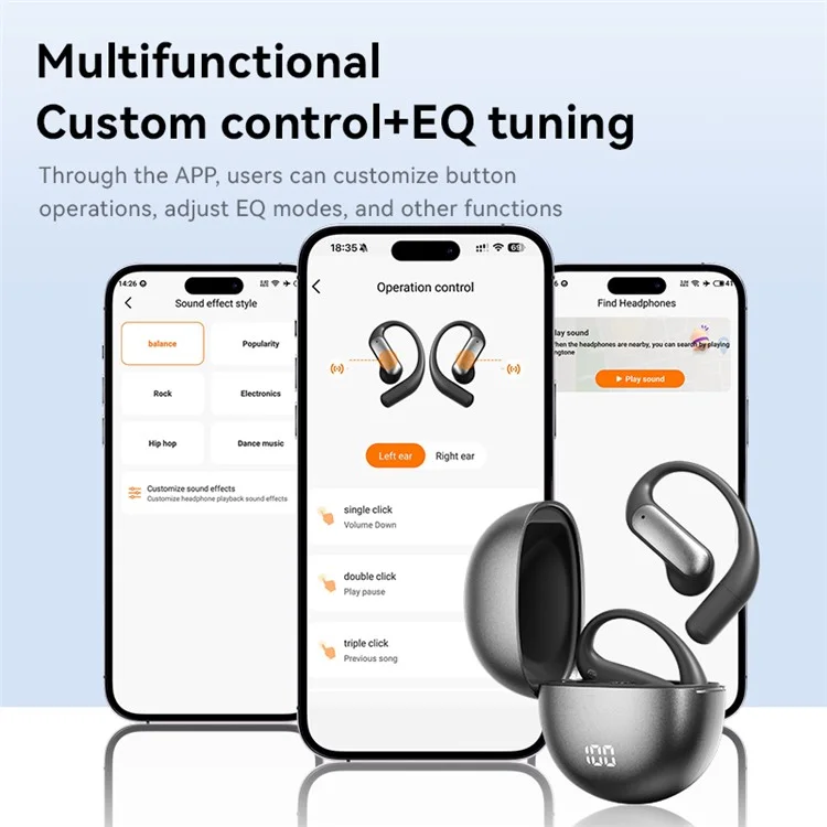 M118 Wireless Earphones Bluetooth-Compatible Waterproof Sports Ear Hook Headset - Black