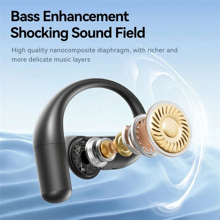M118 Wireless Earphones Bluetooth-Compatible Waterproof Sports Ear Hook Headset - Black