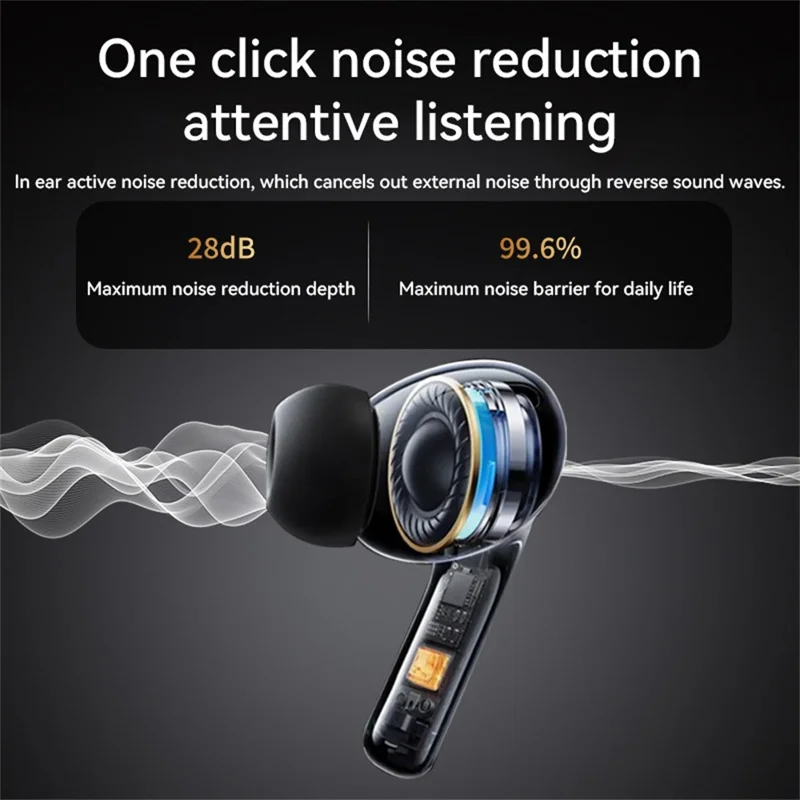 S670 Active Noise Cancellation Wireless Bluetooth-Compatible Earbuds In Ear Sports Headphones - Black