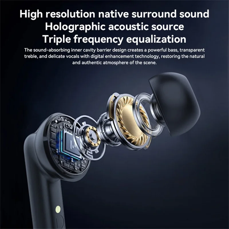 S670 Active Noise Cancellation Wireless Bluetooth-Compatible Earbuds In Ear Sports Headphones - Black