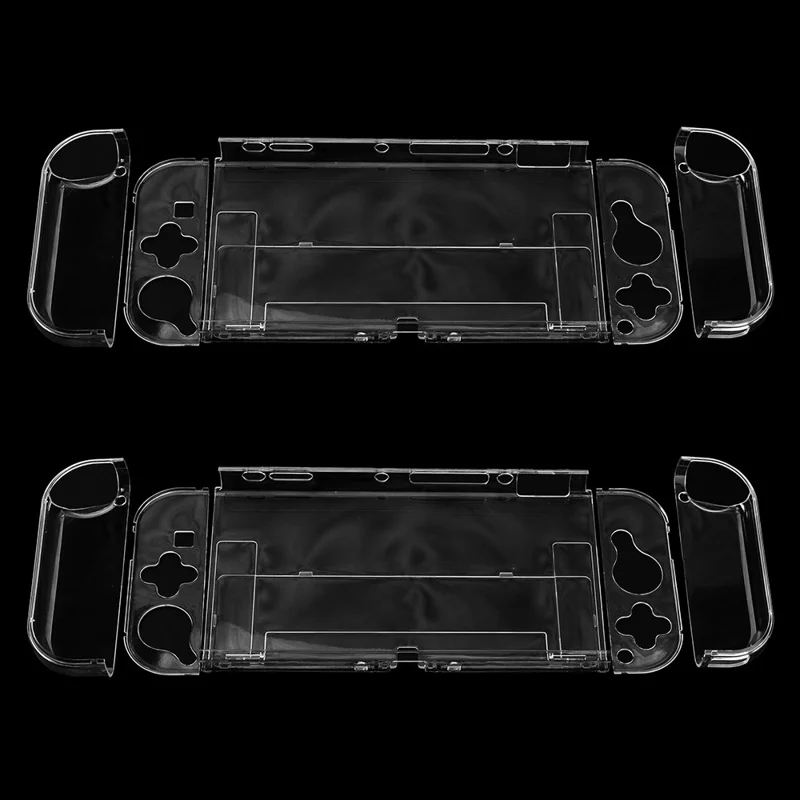 For Nintendo Switch OLED Crystal Clear Case with Stand Game Console Protective Cover Shell - Clear