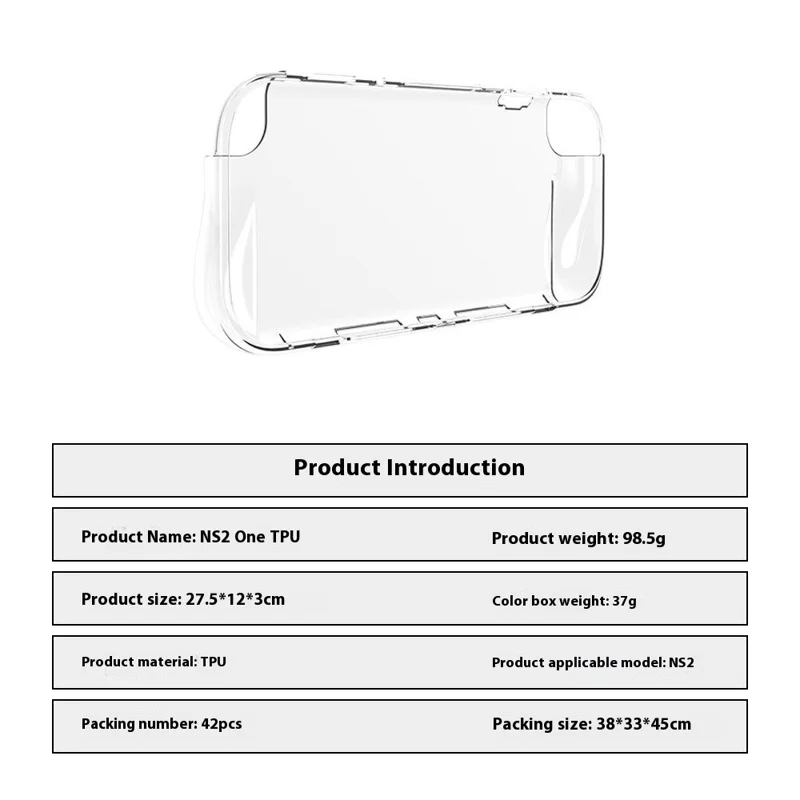 For Nintendo Switch 2 TPU Protective Case Clear Cover Game Console Shockproof Shell - Black