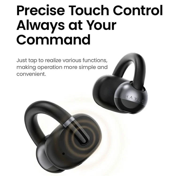 HAYLOU OW03 Ear Clip Headphones ENC Noise Reduction Bluetooth-Compatible 5.4 Wireless Earbuds - Black