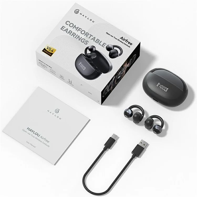HAYLOU OW03 Ear Clip Headphones ENC Noise Reduction Bluetooth-Compatible 5.4 Wireless Earbuds - Black