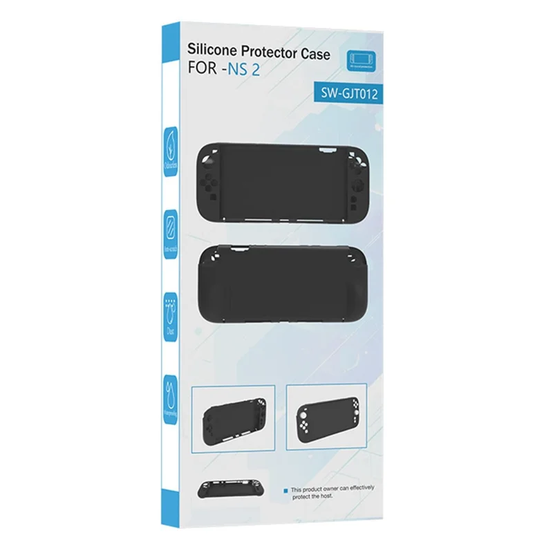 For Nintendo Switch 2 Silicone Case Full Coverage Anti Drop Soft Protective Cover - Black