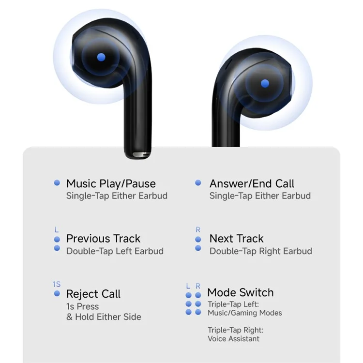 Fones de Ouvido Sem Fio ND Air 3 Bluetooth 5.4 com Driver Dinâmico de 13mm, Semi In-Ear HiFi - Preto