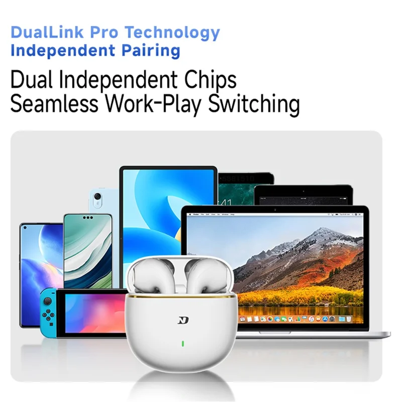 ND Air 3 Bluetooth-compatible 5.4 True Wireless Earbuds 13mm Dynamic Driver Semi In Ear HiFi Headphones - White