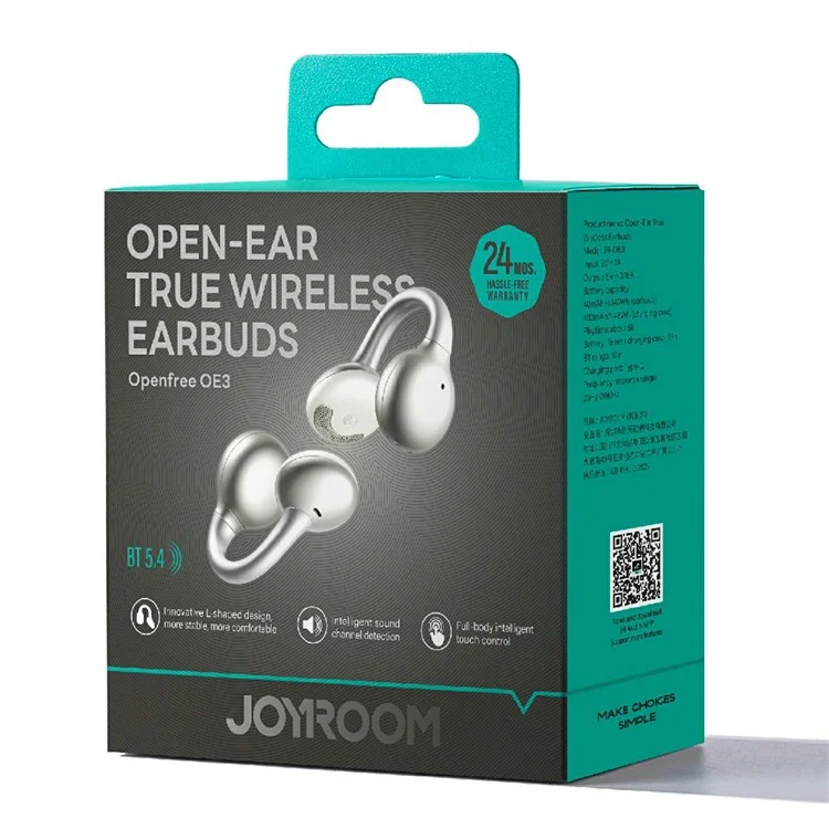 JOYROOM JR-OE3 Open-Ear Clip-On Wireless Headphones Bluetooth-Compatible Earbuds with Deep Bass - Silver