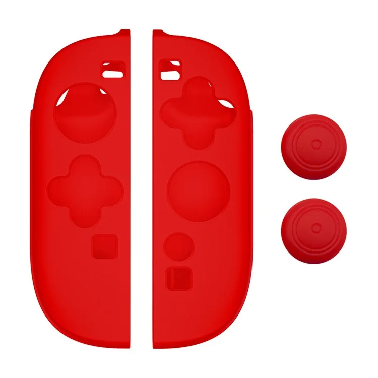 1 Par de Fundas de Silicona para Mandos de Nintendo Switch Antichoque Suave Protectora con 2 Tapas de Joystick - Rojo