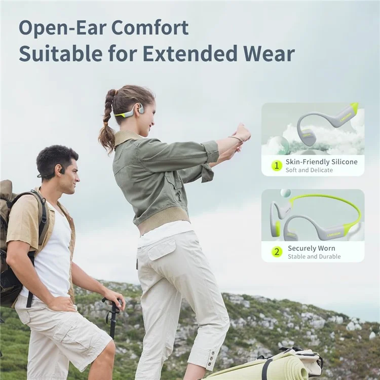LANGSDOM BE15 Bone Conduction Bluetooth-compatible Open Ear Headphones Built In 32G Storage - Black+Grey