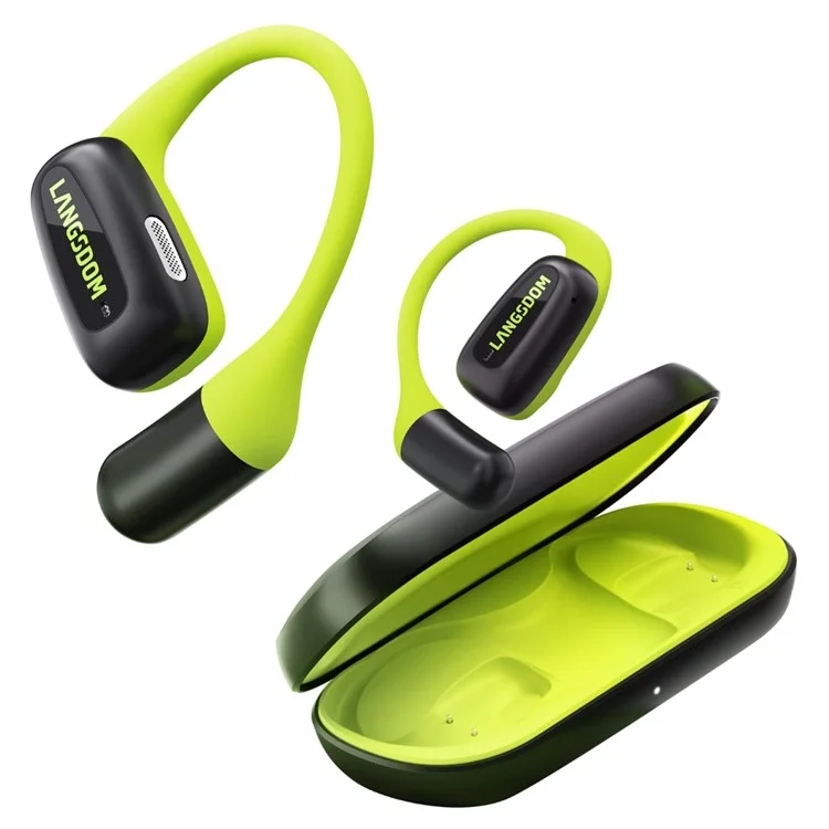 LANGSDOM Airfit Fones de Ouvido Sem Fio de Orelha Aberta Compatíveis com Bluetooth para Corrida - Verde Fluorescente