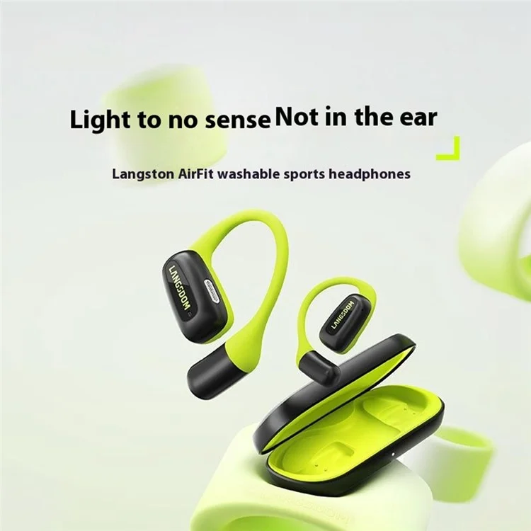 LANGSDOM Airfit Fones de Ouvido Sem Fio de Orelha Aberta Compatíveis com Bluetooth para Corrida - Verde Fluorescente