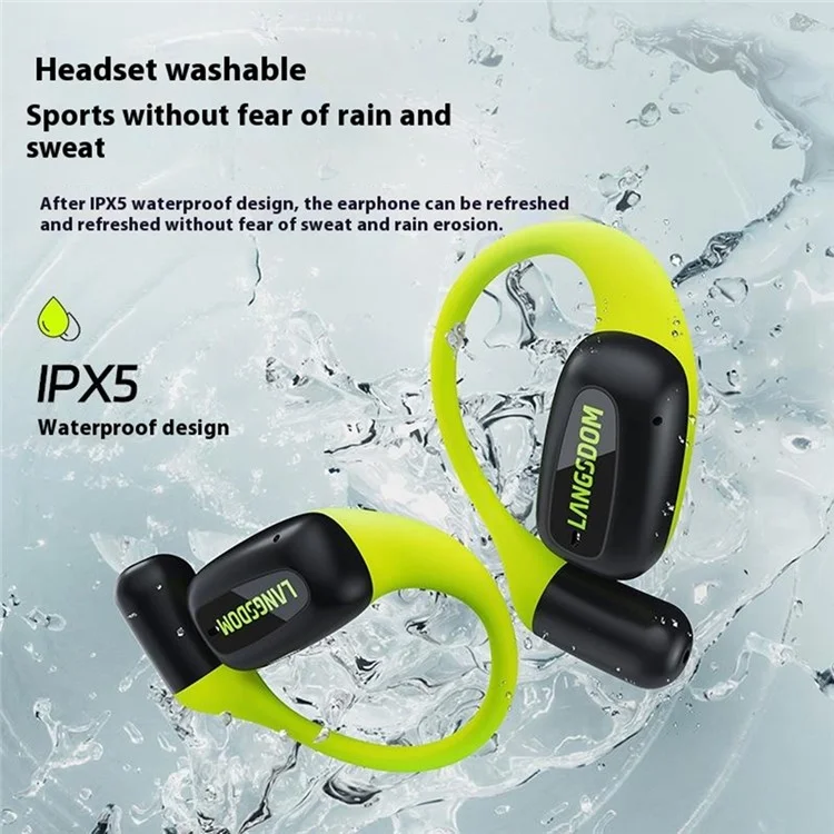 LANGSDOM Airfit Fones de Ouvido Sem Fio de Orelha Aberta Compatíveis com Bluetooth para Corrida - Verde Fluorescente