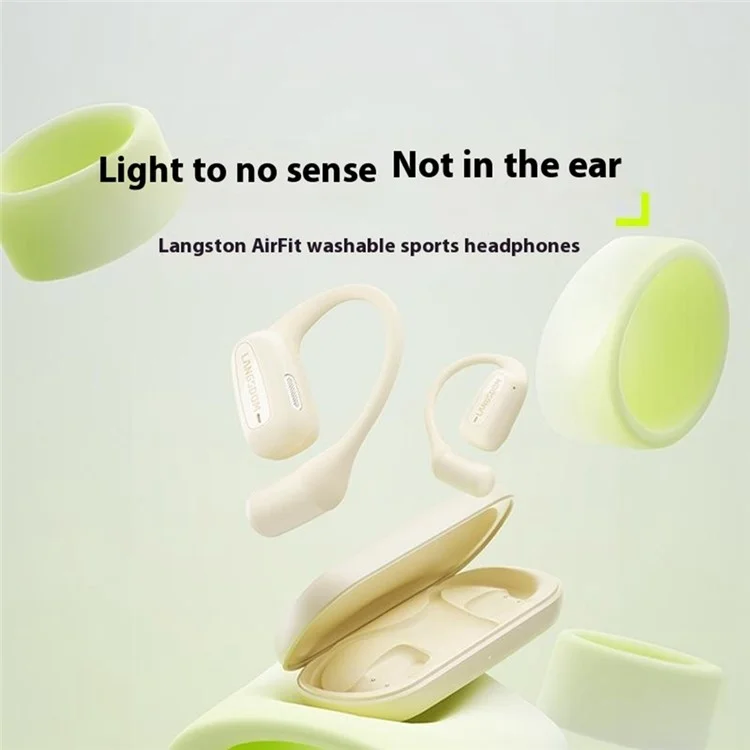 LANGSDOM Airfit Fones de Ouvido Sem Fio de Orelha Aberta Compatíveis com Bluetooth para Corrida - Verde Fluorescente