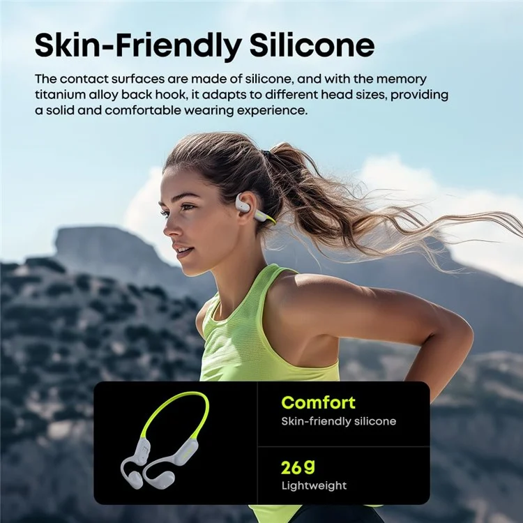 LANGSDOM Airware Pro BE19 Open-Ear-Kopfhörer MP3-Modus Wasserdicht Laufende Ohrhörer mit integriertem 32-GB-Speicher - Grau+Grün