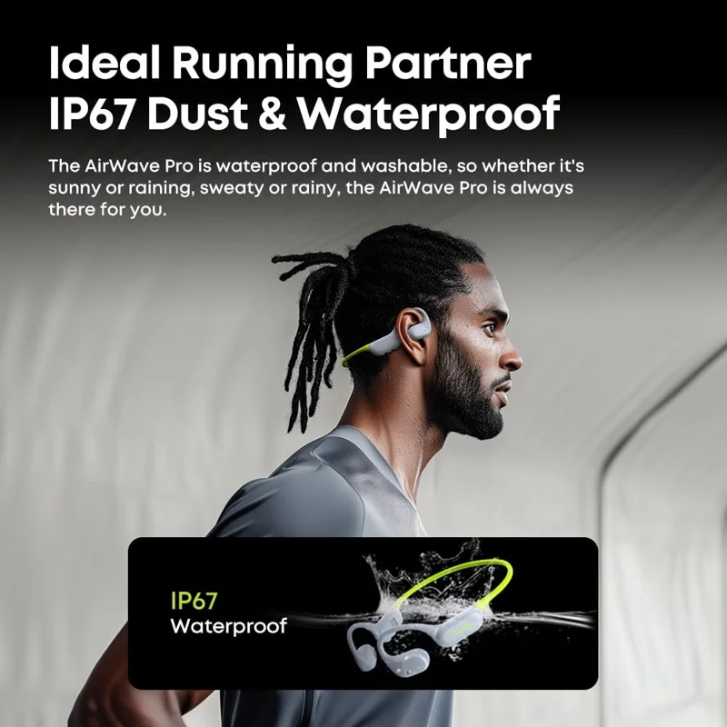 LANGSDOM Airware Pro BE19 Open Ear Headphones MP3 Mode Waterproof Running Earphones Built In 32G Storage - Black+Grey