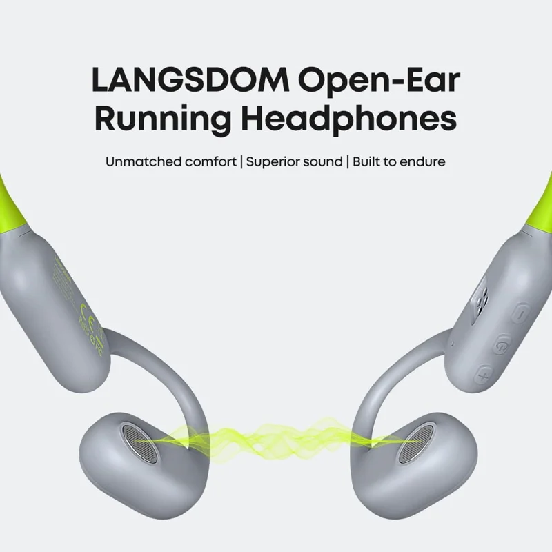 LANGSDOM Airware Pro BE19 Open Ear Headphones MP3 Mode Waterproof Running Earphones Built In 32G Storage - Black+Grey