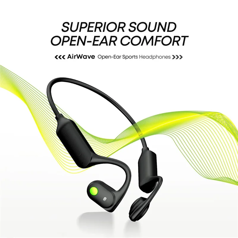 LANGSDOM AirWave BE10 Cycling Sport Bone Conduction Bluetooth-Compatible Headset Open Ear Waterproof Earphone - Black