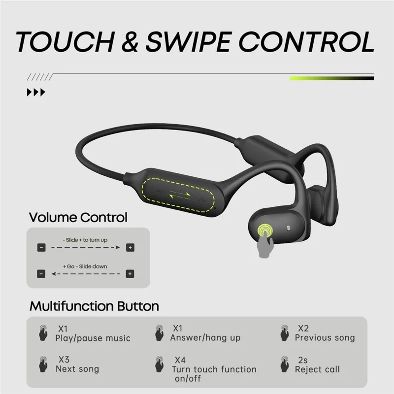 LANGSDOM AirWave BE10 Cycling Sport Bone Conduction Bluetooth-Compatible Headset Open Ear Waterproof Earphone - Black