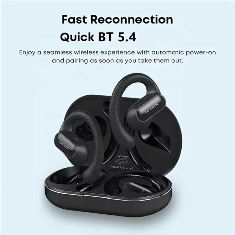 LANGSDOM TS05 Kabellose Bluetooth-kompatible Kopfhörer mit Mikrofon Ohrhörer Musik Anruf Headset - Schwarz
