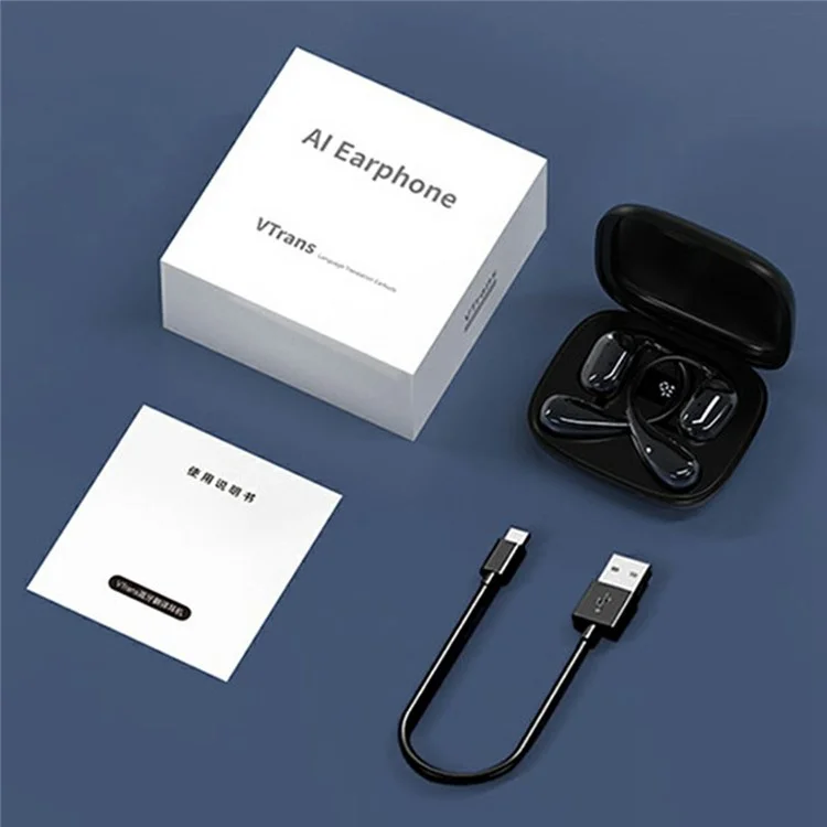 Vtrans V16 Auriculares de Traducción Simultánea con IA, Intérprete Inteligente con Transcripción, Compatibles con Bluetooth