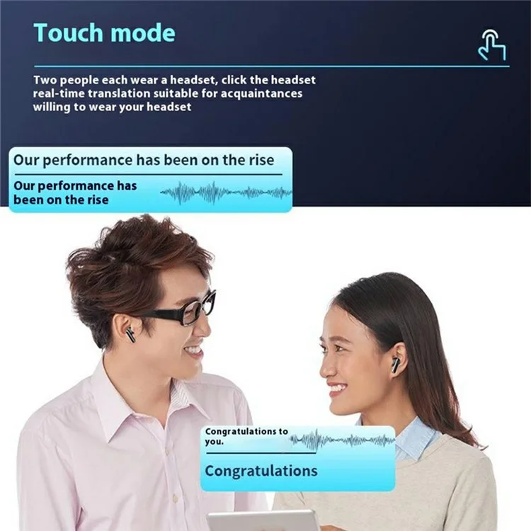 Vtrans V17 Real Time Translation Earbuds Multi Language Interpreter for Business Meetings Simultaneous Interpretation