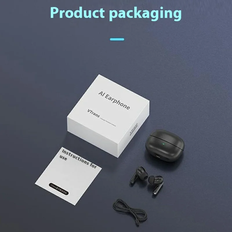 Vtrans V17 Real Time Translation Earbuds Multi Language Interpreter for Business Meetings Simultaneous Interpretation
