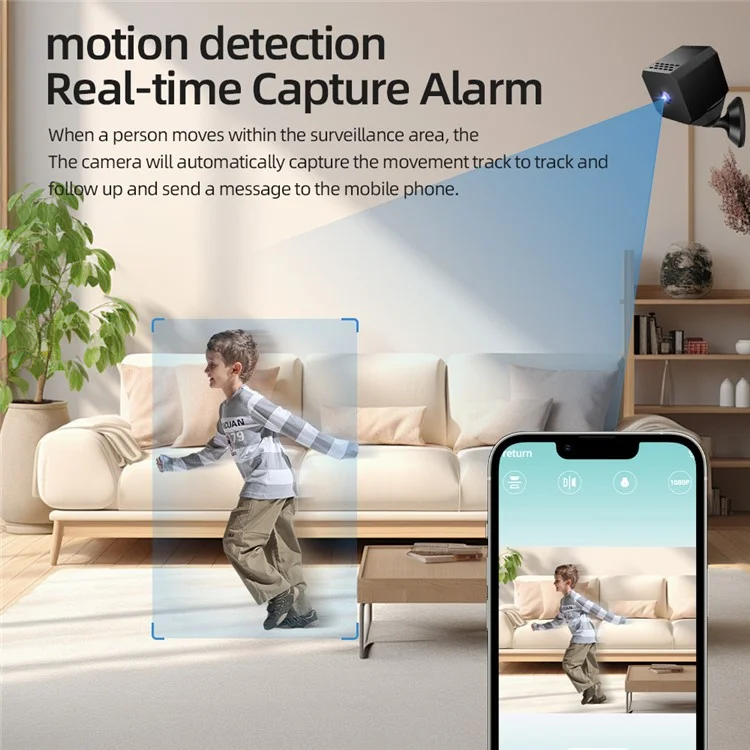 F01 Mini Cube 1080P HD Telecamera con Visione Notturna e Rilevamento di Movimento, Videocamera di Sorveglianza Smart WiFi