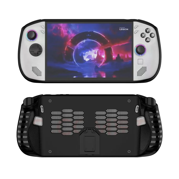For Lenovo Legion Go S Handheld Game Console TPU Case with Kickstand Impact-Resistant Protective Cover - Black
