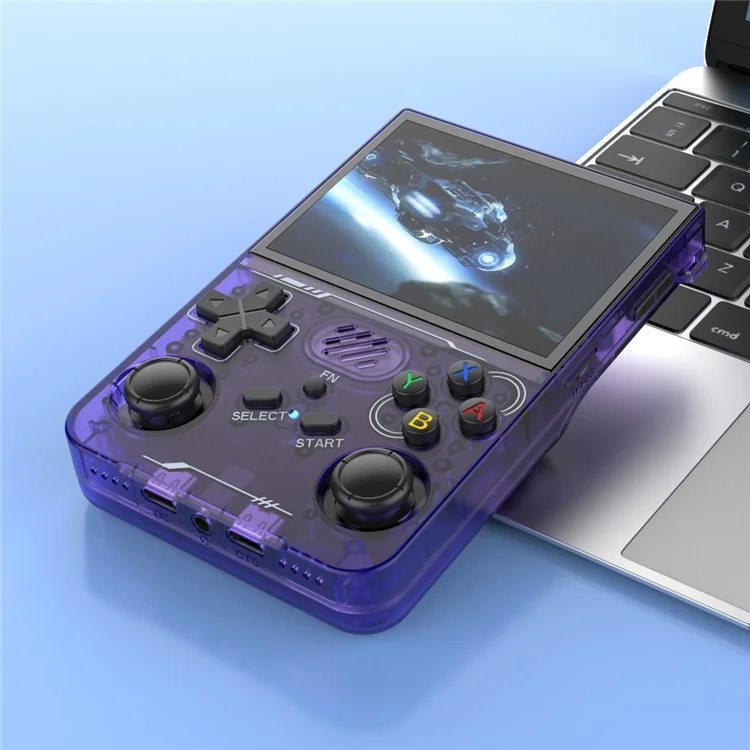 Console de jeu portable R36xx de 3,5 pouces, Contrôleur d'arcade rétro, Version standard / Carte TF 64 Go - Violet transparent