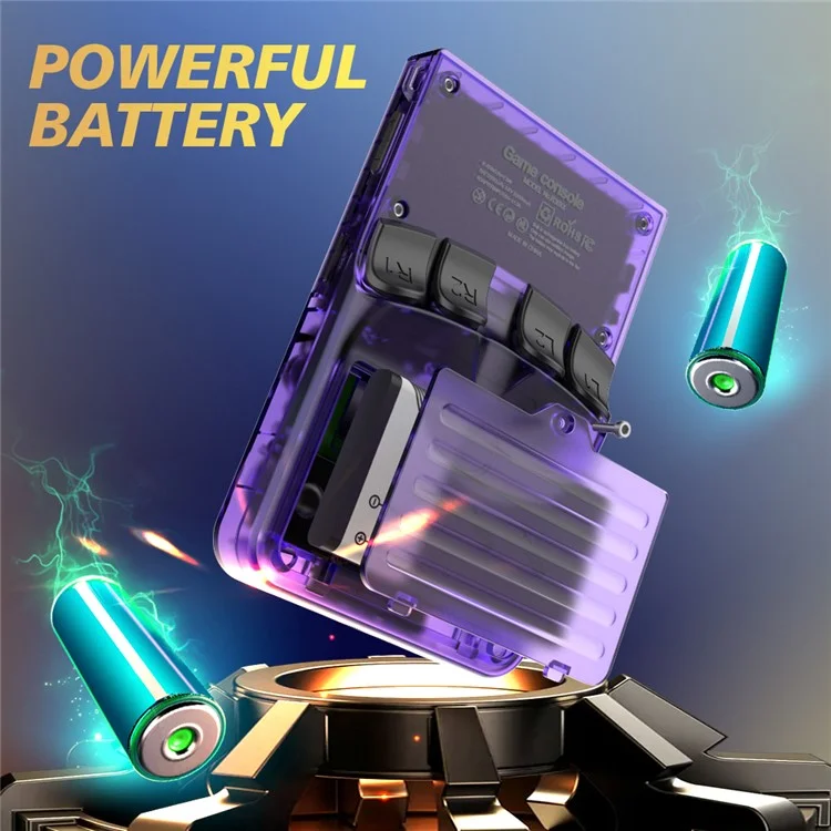 Console de jeu portable R36xx de 3,5 pouces, Contrôleur d'arcade rétro, Version standard / Carte TF 64 Go - Violet transparent