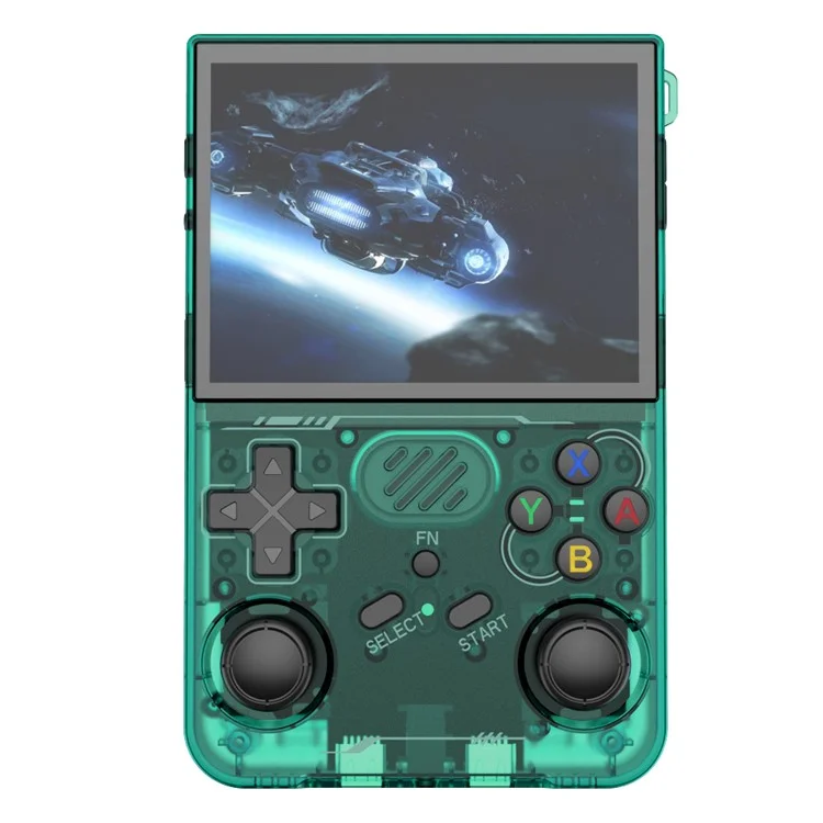 R36xx Handheld Game Console 3.5 Inch Screen Retro Arcade Gaming Controller, Standard Version  /  64G TF Card - Transparent Green