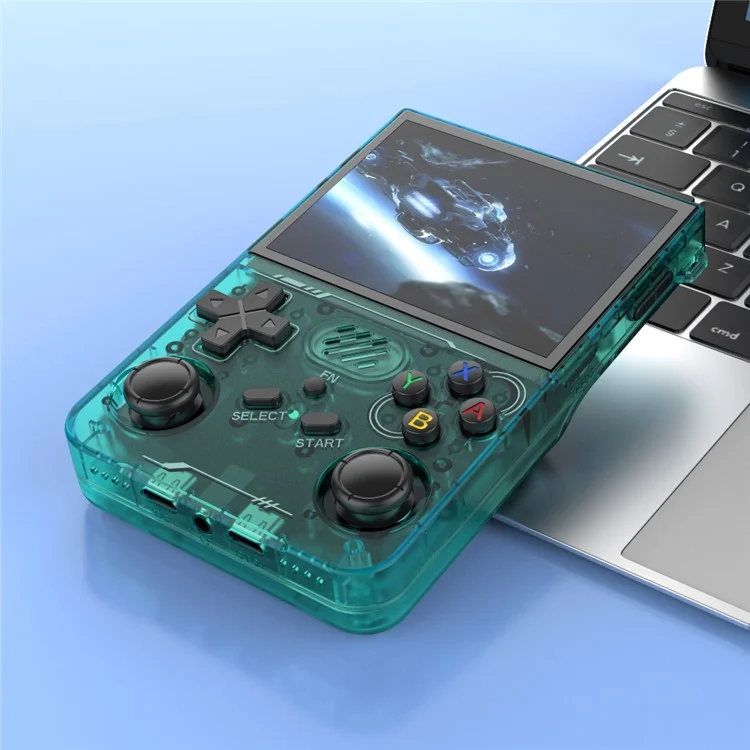 R36xx Handheld Game Console 3.5 Inch Screen Retro Arcade Gaming Controller, Standard Version  /  64G TF Card - Transparent Green