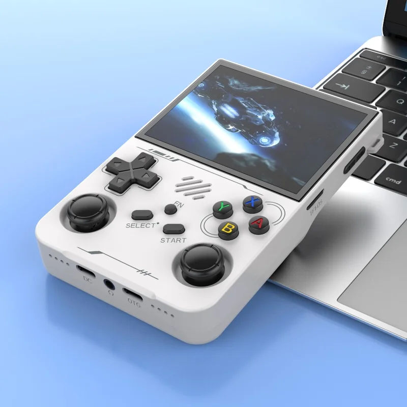 R36xx Handheld Game Console 3.5 Inch Screen Retro Arcade Gaming Controller, Standard Version  /  64G TF Card - White