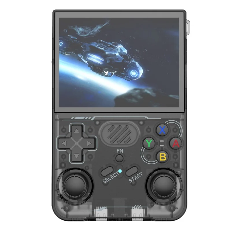 R36xx Handheld Game Console 3.5 Inch Screen Retro Arcade Gaming Controller, Standard Version  /  64G TF Card - Transparent Black