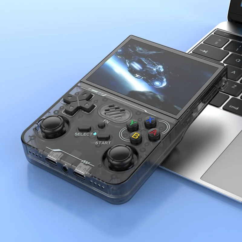 R36xx Handheld Game Console 3.5 Inch Screen Retro Arcade Gaming Controller, Standard Version  /  64G TF Card - Transparent Black