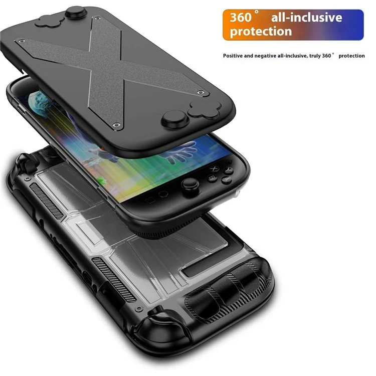 Pour Nintendo Switch 2 Étui de protection intégral PC + TPU Housse antichoc avec attache de câble en silicone - Noir