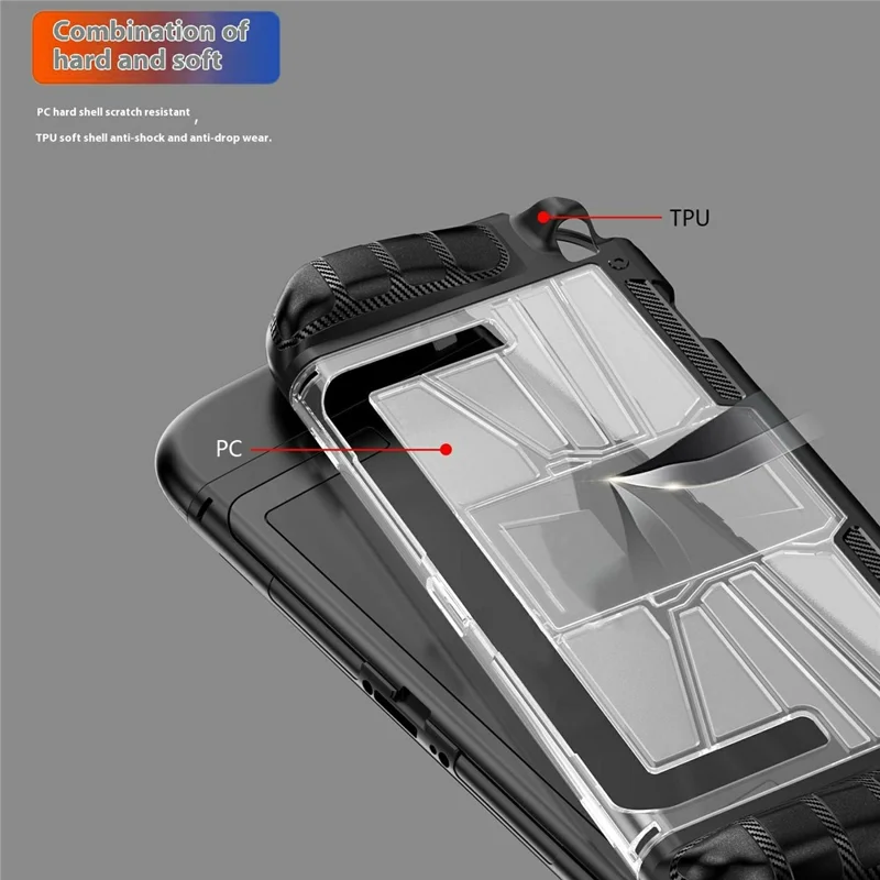 Pour Nintendo Switch 2 Étui de protection intégral PC + TPU Housse antichoc avec attache de câble en silicone - Noir