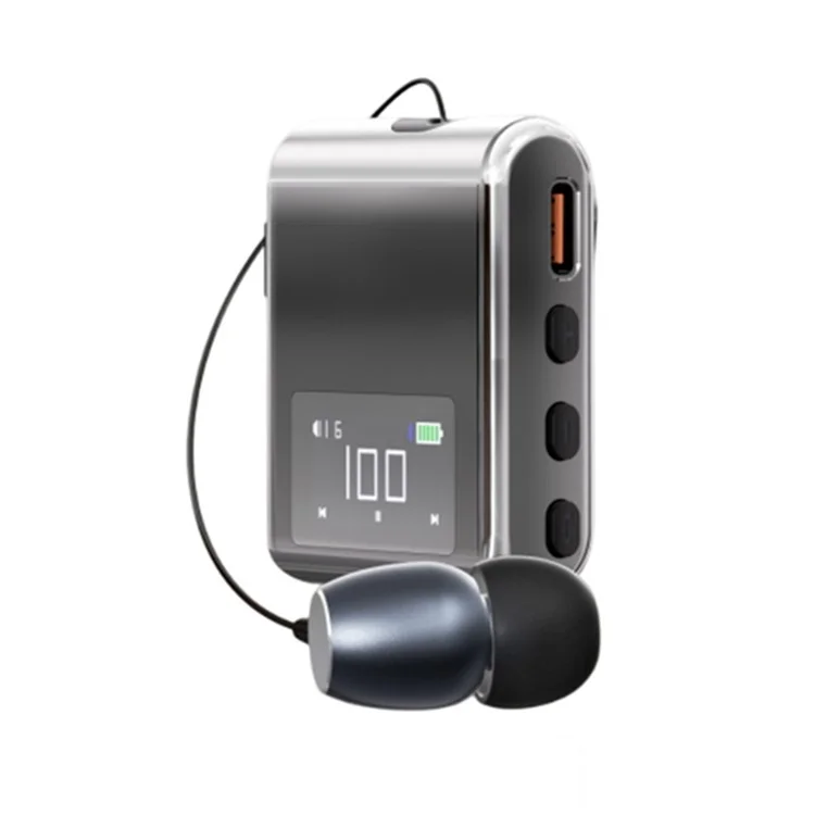 K89 Business LCD Display Clip-On Bluetooth-Compatible Headset Wireless Cycling Hands-Free Calling Earphone - Silver