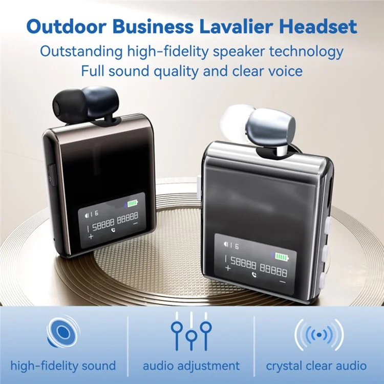 K89 Business LCD Display Clip-On Bluetooth-Compatible Headset Wireless Cycling Hands-Free Calling Earphone - Silver