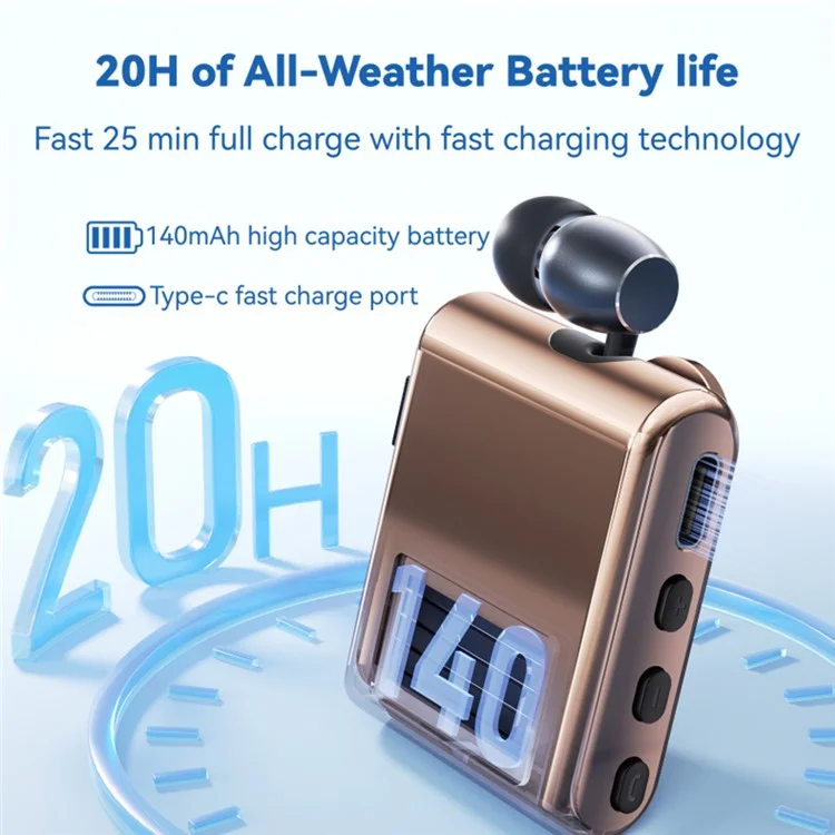 K89 Business LCD Display Clip-On Bluetooth-Compatible Headset Wireless Cycling Hands-Free Calling Earphone - Silver