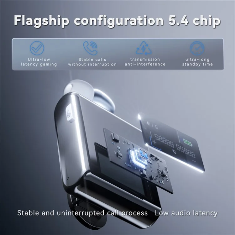 K89 Business LCD Display Clip-On Bluetooth-Compatible Headset Wireless Cycling Hands-Free Calling Earphone - Silver