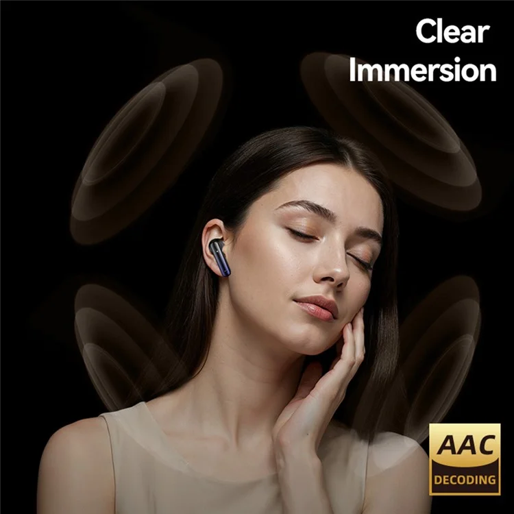 USAMS Echo E02 Wireless In-Ear Earbuds Bluetooth-Compatible 5.3 ANC + ENC Noise Cancelling Headphones - Black