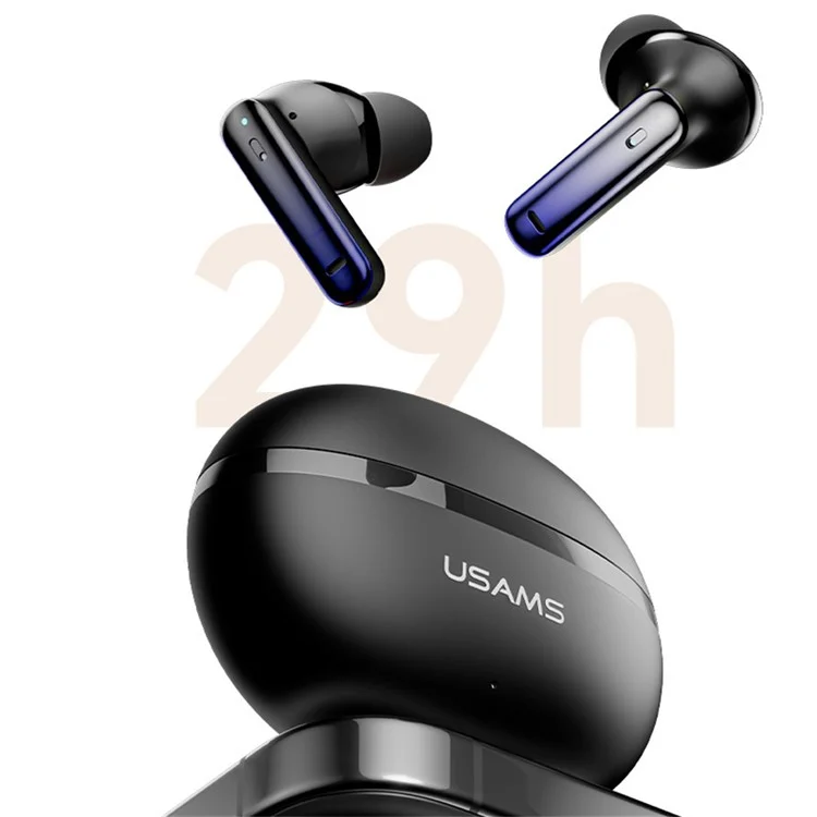 USAMS Echo E02 Wireless In-Ear Earbuds Bluetooth-Compatible 5.3 ANC + ENC Noise Cancelling Headphones - Black