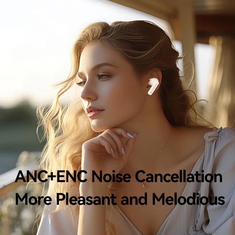 USAMS Echo E02 Wireless In-Ear Earbuds Bluetooth-Compatible 5.3 ANC + ENC Noise Cancelling Headphones - White